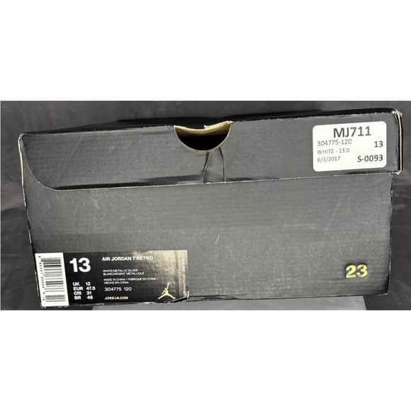 🔥🔥🔥 NEW Nike Jordan 7 Retro Mens Pure Platinum White Size: 13🔥🔥🔥 - Picture 6 of 8